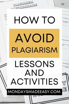 the words how to avoid plagiism lessons and activities are on top of each other