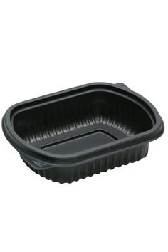 a black plastic container on a white background