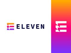 the eleven logo is shown in two different colors, one purple and one red