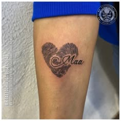 a heart tattoo with the word maa on it