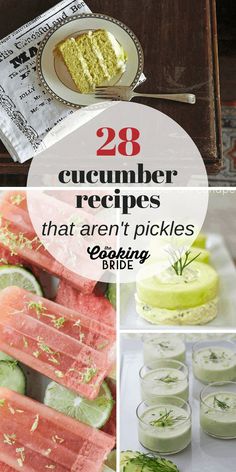 there are many different pictures with the words 28 cucumber recipes that aren't pickles