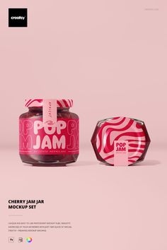 a jar of jam next to another jar with the word pop jam written on it