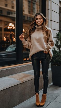 Comfy Cozy Aesthetic Outfits, Everyday Women Outfits, Preppy Layered Outfits, Cold Weather Dressy Outfit, Winter Women’s Fashion Casual, Layered Looks For Winter, Classic Style Outfits Winter, Winter Travel Outfits Women, Lazy Cozy Outfits