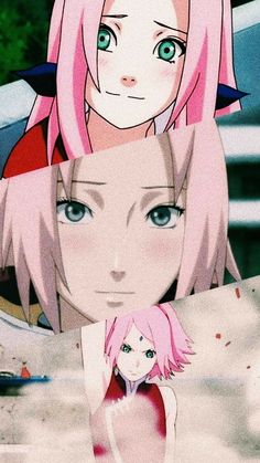 two anime characters one with pink hair and the other with blue eyes, sitting next to each other