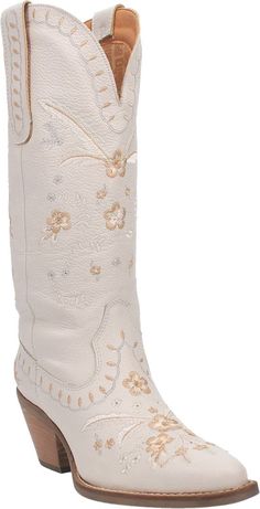 Dingo Full Bloom Western Boot | Nordstrom Ankle Cowgirl Boots, White Cowboy Boots, Womens Cowgirl Boots, Western Party, Floral Boots, Boots Style, Western Booties, Embroidered Leather, Leather Floral