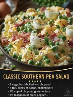 Classic Southern Pea Salad, Southern Pea Salad, Canned Peas, Quick Soup Recipes, Quick Soup, Bbq Dishes, Yummy Salads, Classic Salad