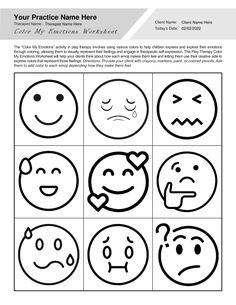 The “Color My Emotions” activity in play therapy involves using various colors to help children express and explore their emotions through coloring, allowing them to visually represent their feelings and engage in therapeutic self-expression. This Play Therapy Color My Emotions Worksheet will help your clients think about how each emoji makes them feel and letting them use their creative side to express colors that represent those feelings. Our Play Therapy Color My Emotions Worksheet PDF (Editable, Fillable, Printable) is perfect for counselors, psychologists, psychiatrists, social workers, therapists, and other mental health professionals.

This Play Therapy Color My Emotions Worksheet PDF can be downloaded and used with all your clients, giving them the ability to fill it out on a digit Emoji Worksheet, Art Therapy Activities Printables, Mental Health Activity Ideas, Emotions Worksheet, Prism Art, Play Therapy Activities, Existential Therapy, Couples Therapy Worksheets, Anger Management Worksheets