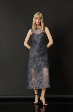 "Find Luxely 2-piece Stream Organza Slipdress on Editorialist. This two-piece dress features a richly textured, sheer organza midi dress paired with an inky slipdress. 52 1/2\" length Organza dress has back keyhole with button-and-loop closure; jewel neck; sleeveless Slipdress slips on over head; V-neck; adjustable straps 100% polyester Dry clean Imported" Organza Midi Dress, Organza Dress, Jewel Neck, Two Piece Dress, Sleeveless Dress, Adjustable Straps, Two Piece, Midi Dress, Top Brands