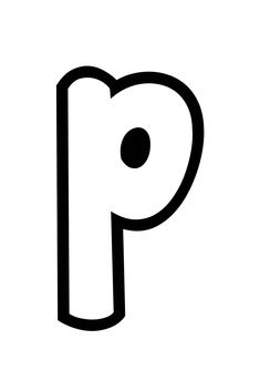 the letter p is shown in black and white