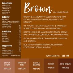 the color scheme for brown is shown