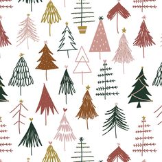 seamless christmas tree pattern on white background