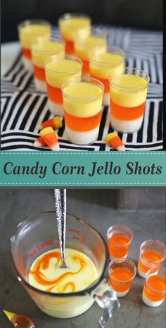 candy corn jello shots with orange and white frosting