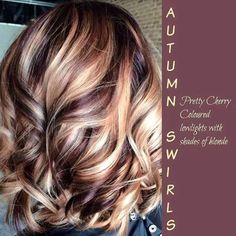 Hair Color Blonde With Lowlights, Chocolate Brown Hair With Highlights, Blonde With Lowlights, Cherry Cola Hair Color, Cherry Cola Hair, Trendy Fall Hair Color, Fall Blonde Hair Color, Honey Blond