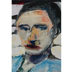 an abstract painting of a woman's face