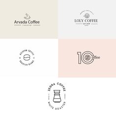 four logos for coffee, including one with a cup and the other with a saucer