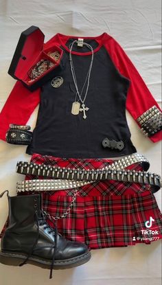 Sable Ward, Red And Black Outfits, Funky Outfits, Closet Fashion, Clothing Ideas