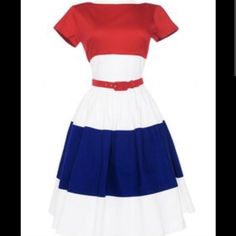 Pinup Couture -Size 2x -Never Worn Pinup Fashion, 1950s Fashion Women, Red White And Royal Blue, 50s Outfits, Patriotic Dresses, Party Frocks, Amanda Dress, 50's Style, Pinup Couture