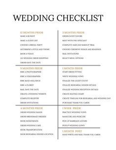 the wedding checklist is shown in black and white