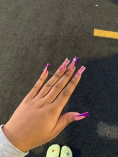 Nail Ideas Acrylic Purple, Shorties Nails Summer Colors, Short Purple Acrylic Nails, Simple Baddie Nails, Purple Nails Acrylic, Baddie Nail Designs, Acrylic Nails Yellow, Purple Acrylic Nails