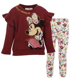 Sweatshirt And Leggings Outfit, Minnie Outfit, Minnie Mouse Baby, Minnie Mouse Sweatshirt, Fashion Baby Girl Outfits, Baby Minnie Mouse, Leggings Outfit, Pullover Fleece