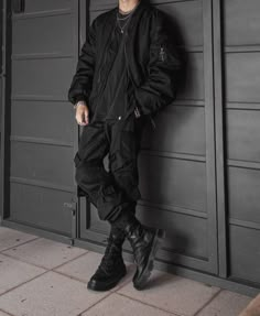 Techwear, Streetwear, Bomber Jacket, Jacket, Cargo Pants, Tech Pants, Emo, Black, Dark, Outfit, Black Outfit, All Black Outfit, Future, Futuristic, Darkwear, Cyberpunk, Chains, Eboy, Anime Boy, Kpop, Fashion, Streetstyle, Techno, Aesthetic, Photography, Urban, Urban Style, Boots, Combat Boots, cyberpunk edgerunners, edgerunners Mens Black Jean Jacket, Techwear Pants Outfit, Men Dark Style, Warcore Men Outfits, Tech Wear Street Style, Men Outfits Techwear, Mens Techwear Aesthetic, Biker Man Outfit, Techcore Outfits Men