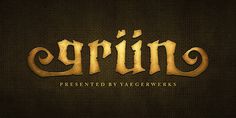 the logo for grun, an old - fashioned font that has been changed to be gold