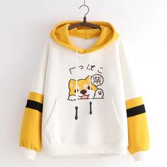 Shiba Inu Colors, Harajuku Hoodie, Cute Dog Cartoon, Kawaii Hoodie, Kawaii Harajuku, Sweatshirt Women, Embroidery Hoodie, Smink Inspiration, Grunge Style