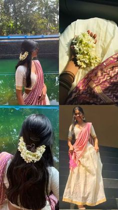 Onam Traditional Look, New Onam Outfits, Muslim Onam Outfits Ideas, Onam Saree Poses At Home, Onam Saree Pose Ideas, Onam Aesthetic Photos, Traditional Desi Outfits, Poses Traditional Wear, Vrindavan Saree Look