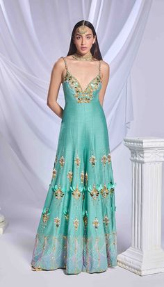 Arushi Chaplot, [Nov 9, 2024 at 11:23 AM] https://search.app/YXNDGxio69xu8VWu5 Luxury Turquoise Dress With Resham Embroidery, Engagement Sarees, Teal Jumpsuit, Reception Sarees, Papa Don't Preach, Haldi Dress, Flared Jumpsuit, Bridal Jumpsuit