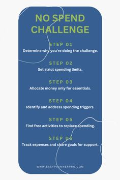 The No-Spend Challenge involves committing to a period without non-essential purchases, such as dining out or impulse buys. By practicing mindful consumption and finding alternative ways to meet needs, participants develop better spending habits and save money in the process. #no-spend #challenge #savings #money #budget #planner #money #tips Money Budget Planner, Mindful Consumption, Savings Money, No Spend, No Spend Challenge, Money Budget, Budget Tips, Budgeting Money