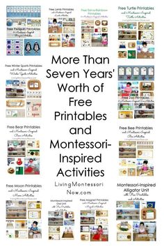 the free printables and montessori - inspired activities for kids from 2017