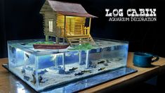 Aquarium Diorama Diorama Aquarium, Cabin Diorama, Miniature Log Cabin, Stay Creative, Dio Brando, Bamboo Stick, Aquascape Aquarium, Fish Tanks, Aquarium Decorations