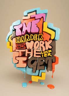 the word work is written in multicolored letters