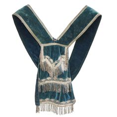 An antique fraternal sash by The Henderson Ames Co., Kalamazoo Mich, Military and Society goods. "V.G. Supt" is labeled. Possibly used for a ceremony of some type. Luxury Fringed Shawl, Vintage Green Silk Shawl Scarf, Luxury Semi-stitched Silk Shawl, Gold Silk, Silk Velvet, Velvet, Mini Dress, Silk, Gold