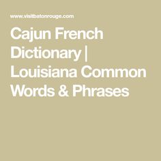 the words cajun french dictionary are shown in white letters on a light brown background