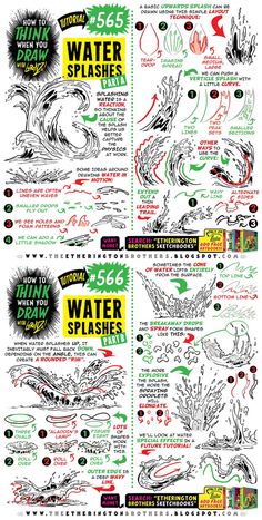 a poster with different types of water splashes and other things to see in it