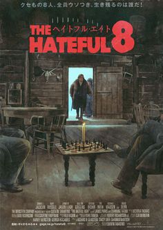 the hateful 8 movie poster with two men playing chess in front of an open door