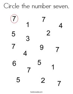 the number seven is shown in this printable worksheet for numbers 1 - 10