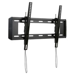 a large black tv wall mount with two wires attached to the back side of it