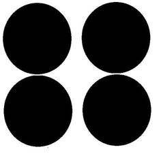 four black circles on a white background