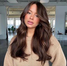 Chocolate Brown Hair Color With Highlights Caramel, Rich Chocolate Brown Hair With Dimension, Dimension Balayage, Rich Brown Hair, Warm Brown Hair, Mekap Mata, 20 Makeup, Thick Hair Cuts