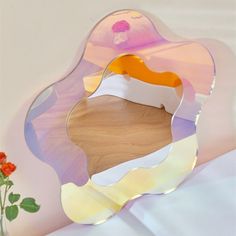 Rainbow Irregular Shapes Acrylic Mirror Blob Mirror, Mirror Tutorial, Blob Mirrors, Colorful Mirror, Mirror Aesthetic, Mirror Bedroom, Wavy Mirror, Retro Mirror, Aesthetic Diy