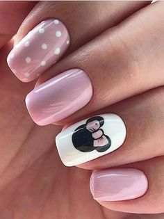 Minnie Mouse Nails, Pink Nail Art Designs, Chic Nail Art