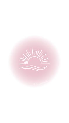 a pink circle with the sun and water in it, on a white background that has been drawn by hand