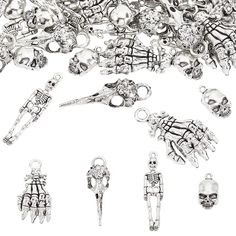 PRICES MAY VARY. 【Package Included】:You will receive 60 pieces of skull pendants, including 4 styles: 20 pieces skeleton style, 10 pieces raven skull style, 20 pieces skull style and 10 pieces hand skull style, packaged in a paper box. 【Size Display】: Skeleton: 39x9.5x2.5mm/1.53x0.37x0.1 inch, Hole: 1.5mm; Raven Skull: 41.5x14x11mm/1.63x0.55x0.43 inch, Hole: 5x4mm; Skull: 18.6x10x5mm/ 0.73x0.39x0.19 inch, Hole: 1.5mm. Hand Skull: 38x21x10mm/1.49x0.82x0.39 inch, Hole: 4mm. 【Unique Design】: Our fo Hand Claws, Head Skeleton, Bird Head, Metal Skeleton, Raven Skull, Skeleton Skull, Skull Hand, Bird Skull, Skull Fashion