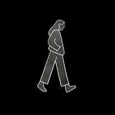 a drawing of a man walking in the dark