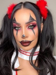 Clown Makeup Looks, Halloween Makeup Witch, Halloween Makeup Sugar Skull, Halloween Makeup Clown, Clown Halloween Costumes, Halloween Rave, Spooky Chic