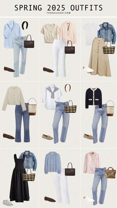 2025 Preppy Spring Capsule Wardrobe, Spring 2025 Spring Outfit Ideas, Preppy Spring Outfits, What To Wear in Spring 2025 Over 50, How To Dress in Spring Over 40, Spring Capsule Wardrobe Over 50, Dressing Over 50, How To Dress Over 40, Preppy Capsule Wardrobe 2025