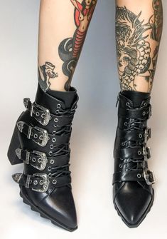 80s Punk Fashion, Holographic Boots, Boot Bling, Western Buckles, Stiletto Boots, Buckle Boots, Black Doll, Current Mood, Black 7