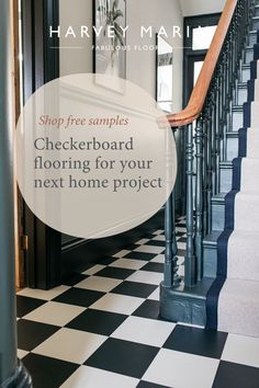 Add vintage elegance with a modern twist to your hallway 🖤 This black and white checkerboard LVT flooring blends classic charm with lasting durability, creating a stunning statement in any home. Low-maintenance and designed to stand the test of time, it’s the perfect choice for adding character and sophistication to your entryway. Order free samples online and bring your vision to life. White Vinyl Flooring, Victorian Style Bathroom, Flooring Designs, Flooring Tiles, White Floors, Utility Rooms